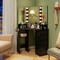 5 Drawers Corner Vanity Desk with LED Mirror and Charging Station Storage Shelves for Bedroom
